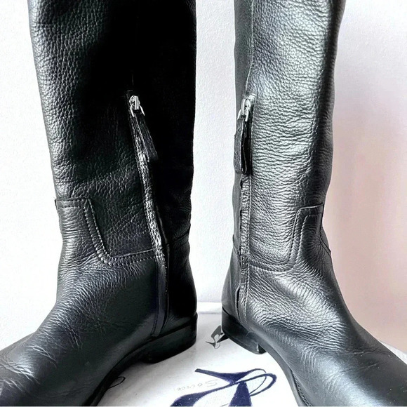 Massimo Dutti Black Pebbled Leather Women’s Knee High Riding Boots EU 37 US 6.5 - Picture 5 of 12